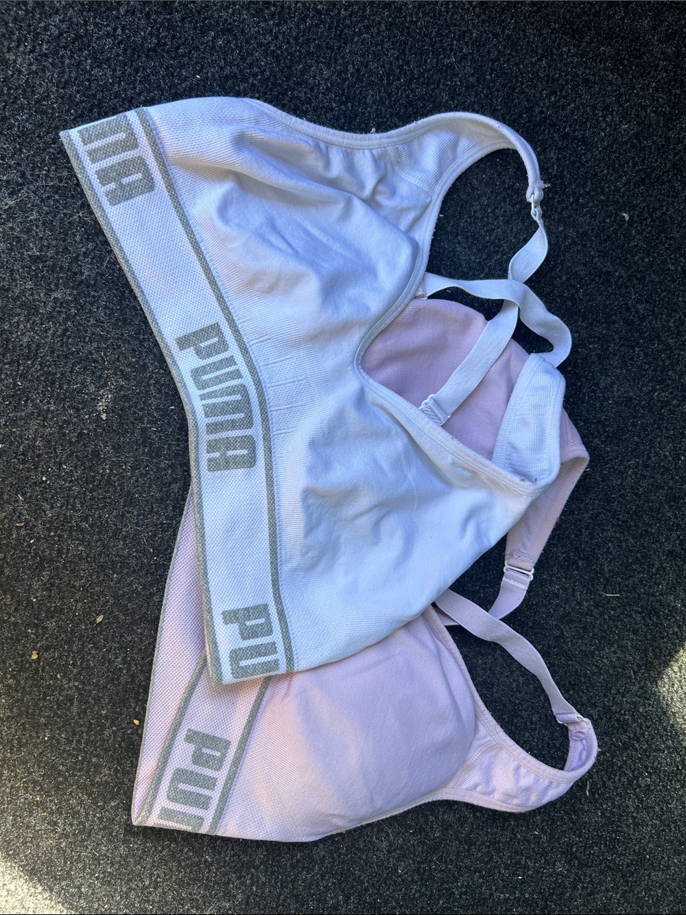 Puma White & Light Pink Sports Bra Duo with Logo Band